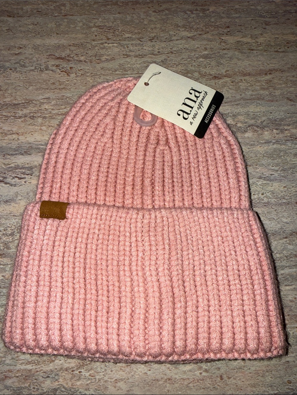a.n.a Dusty Rose Ribbed Fold-Over Beanie